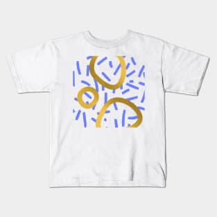 Gold circle shape digital collage pattern Kids T-Shirt